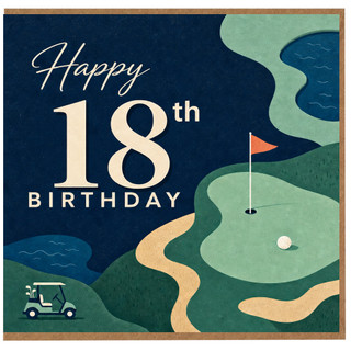 18th Birthday Card, Golf Themed Happy 18th Birthday Greeting Card