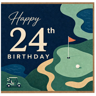 24th Birthday Card, Golf Themed Happy 24th Birthday Card