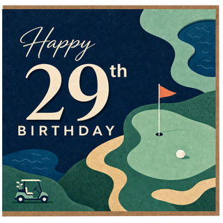 29th Birthday Card, Golf Theme Happy Birthday Card