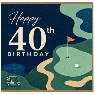 40th Birthday Card, Golf Theme Happy 40th Birthday Card