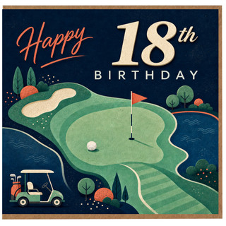 18th Birthday Card, Golf Theme Happy 18th Birthday Card
