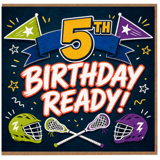 5th Birthday Card, Sports Party Design