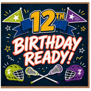 12th Birthday Card, Sports Themed Lacrosse Card