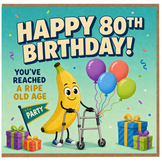 80th Birthday Card, Funny Banana Birthday Card, Happy 80th Birthday Card, Ripe Old Age Birthday Card