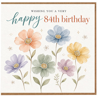 84th Birthday Card, Happy 84th Birthday Floral Card