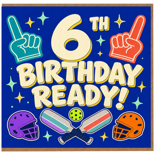 6th Birthday Card, Cricket Themed Birthday Ready!