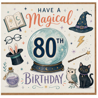 80th Birthday Card, Have a Magical Birthday, Wizard Theme