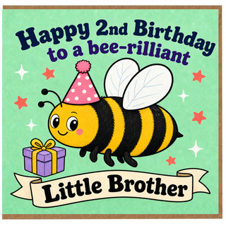 2nd Birthday Card, Bee - rilliant Birthday Card