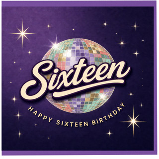 16th Birthday Card, Sixteen Disco Ball Birthday Card