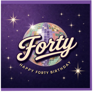 40th Birthday Card, Happy Forty Birthday Disco Ball Design