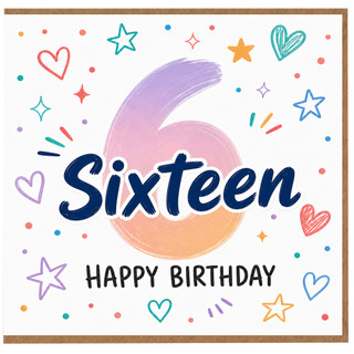 16th Birthday Card, Sixteen Birthday Card