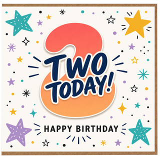 2nd Birthday Card, Two Today Birthday Card, Happy Birthday Card