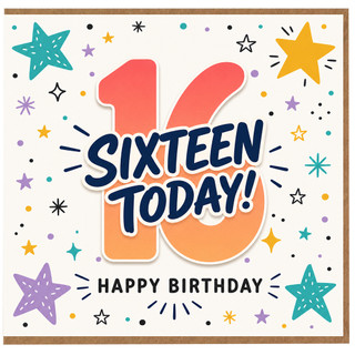 16th Birthday Card, Sixteen Today Happy Birthday Card