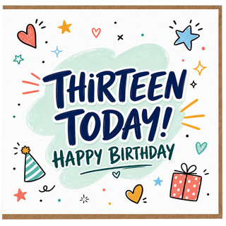 13th Birthday Card, Happy Birthday Teen Card, Teenager Birthday Card