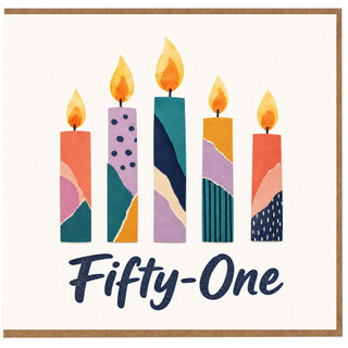51st Birthday Card, Fifty - One Candles Design