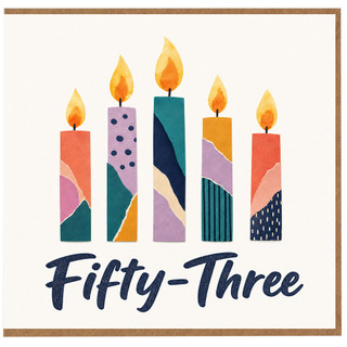 53rd Birthday Card, Fifty - Three Birthday Card, Colourful Candle Design