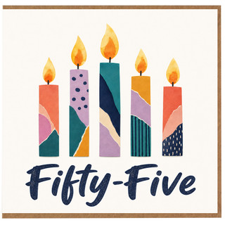55th Birthday Card, Fifty - Five Candle Design Card