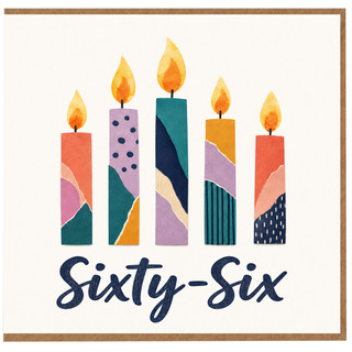 66th Birthday Card, Sixty - Six Birthday Card, Colourful Candle Design