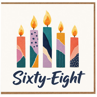 68th Birthday Card, Colourful Sixty - Eight Candles Design
