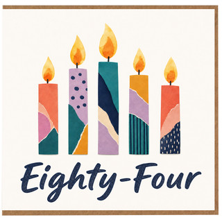 84th Birthday Card, Colourful Candle Design