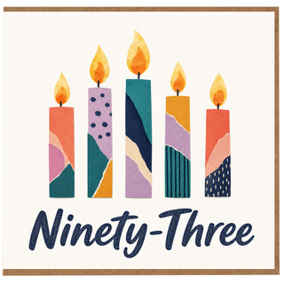 93rd Birthday Card, Colourful Patterned Candles Design