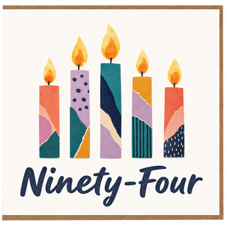 94th Birthday Card, Colourful Candle Design