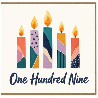 109th Birthday Card, One Hundred Nine Candle Design