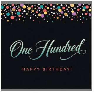 100th Birthday Card, One Hundred Happy Birthday Card