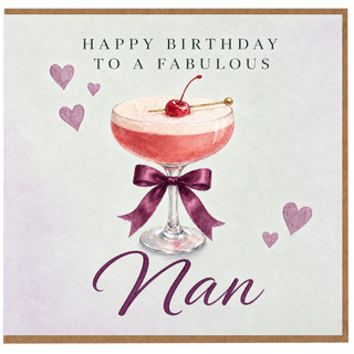 Nan Birthday Card, Happy Birthday to a Fabulous Nan Cocktail Design