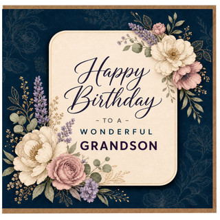 Grandson Birthday Card, Happy Birthday to a Wonderful Grandson Floral Card