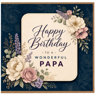 Papa Birthday Card, Happy Birthday to a Wonderful Papa Floral Greeting Card