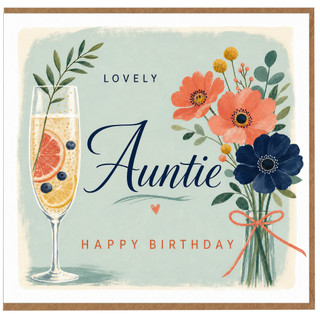 Auntie Happy Birthday Card, Floral Birthday Card for Auntie