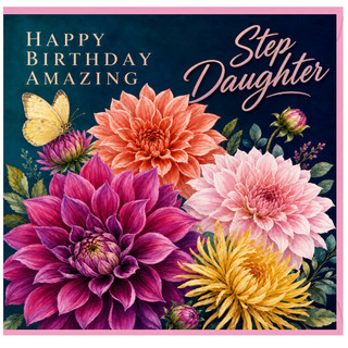 Step Daughter Birthday Card, Happy Birthday Amazing Floral Card