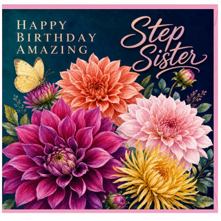 Step Sister Birthday Card, Happy Birthday Amazing Step Sister Floral Card