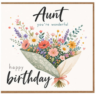 Aunt Happy Birthday Card, You’re Wonderful Floral Bouquet Card