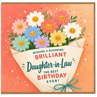 Daughter - in - Law Birthday Card, Wishing a Blooming Brilliant Best Birthday Ever Floral Bouquet Card