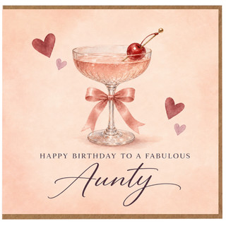 Aunty Birthday Card, Happy Birthday to a Fabulous Auntie Cocktail Glass Design