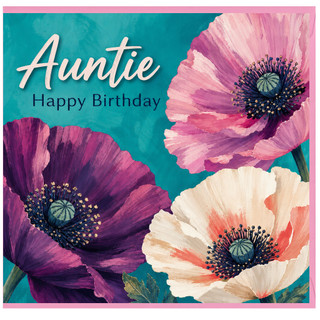 Auntie Happy Birthday Card, Floral Birthday Card for Auntie