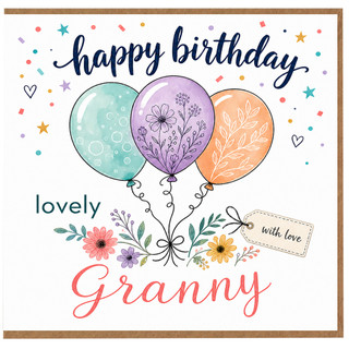 Granny Birthday Card, Lovely Happy Birthday Card with Love