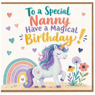 Nanny Birthday Card, Magical Unicorn Birthday Card for Nanny