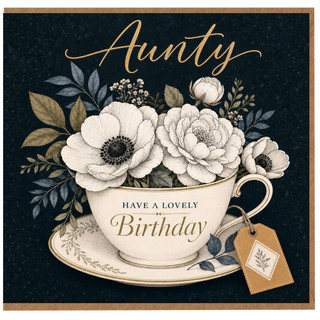 Aunty Birthday Card, Have a Lovely Birthday Floral Tea Cup Design
