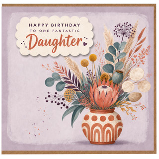 Daughter Birthday Card, Happy Birthday to One Fantastic Daughter Floral Vase Design
