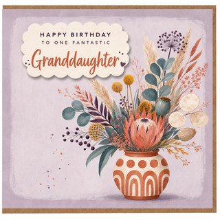 Granddaughter Birthday Card, Floral Vase Happy Birthday Card