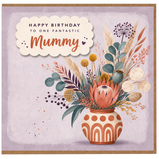 Mummy Birthday Card, Happy Birthday to One Fantastic Mummy Floral Vase Design