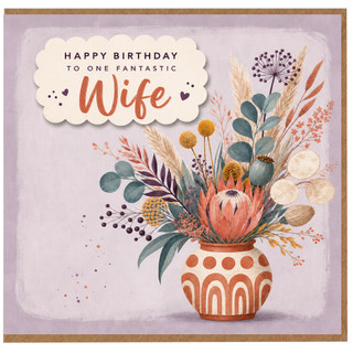Wife Birthday Card, Happy Birthday to One Fantastic Wife Floral Card