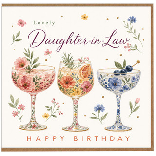 Daughter - in - Law Birthday Card, Floral Cocktail Glass Design, Happy Birthday Card