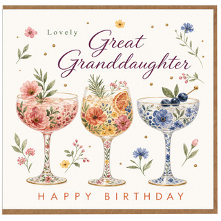 Great Granddaughter Birthday Card, Lovely Floral Happy Birthday Card for Great Granddaughter
