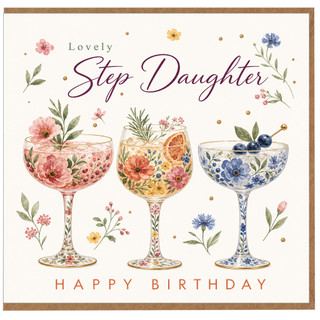 Step Daughter Birthday Card, Lovely Floral Happy Birthday Card