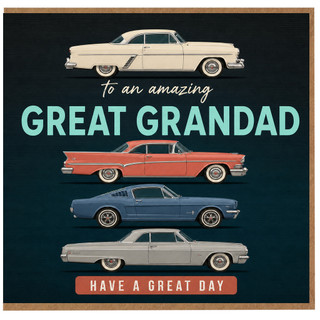 Great Grandad Card, Classic Cars Greeting Card for Great Grandad