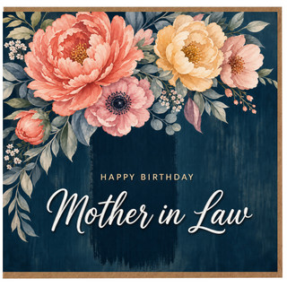 Mother in Law Birthday Card, Happy Birthday Floral Card